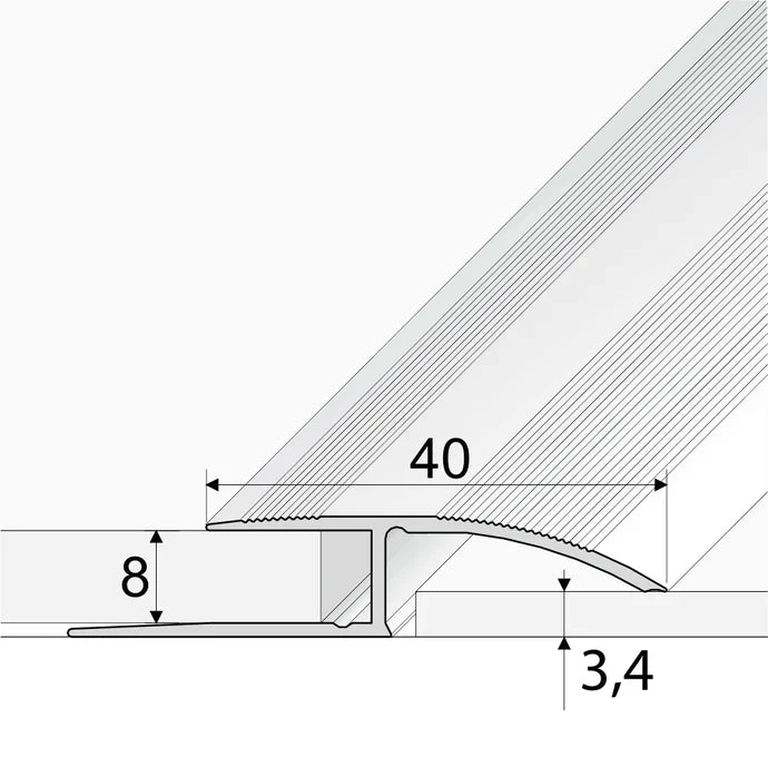 40mm Anodised Aluminium Ramp Trim – Door Threshold Profile for Uneven Floors