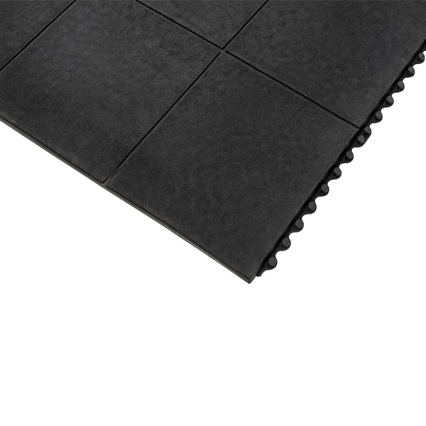 Modular Interlocking Floor Mat with Solid Top for Heavy Duty Protection - 25% Nitrile