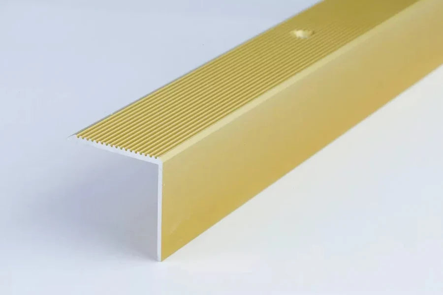 Anodised Aluminium Stair Edge Trim with Anti-Slip Grooved Surface – 30mm x 30mm – 900mm Length – Silver, Gold & Champagne Finish
