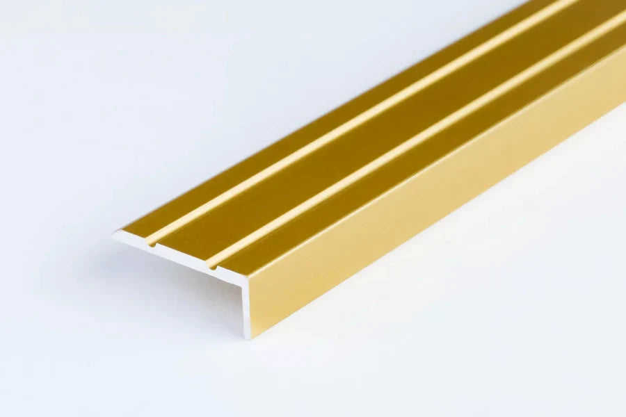 25mm x 10mm Anodised Aluminium Stair Nosing – Anti-Slip Grooved Profile – 1m Length