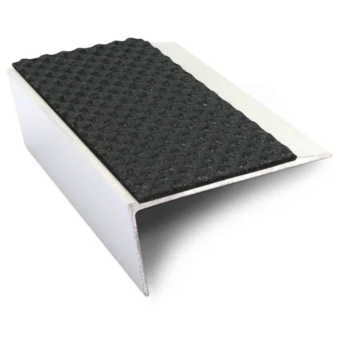 66 x 32mm Tredsafe Rakeback Stair Nosing Aluminium Profile with PVC Insert