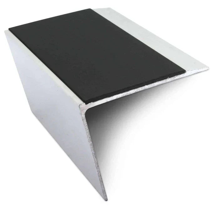 67 x 55mm Rakeback Non-Slip Stair Nosing – Aluminium Edge Trim with Ramped Tread and PVC Insert