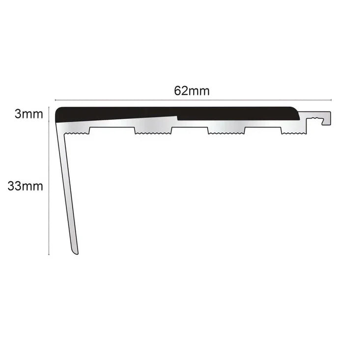 62 x 33mm Heavy Duty Aluminium Rakeback Stair Nosing Profile