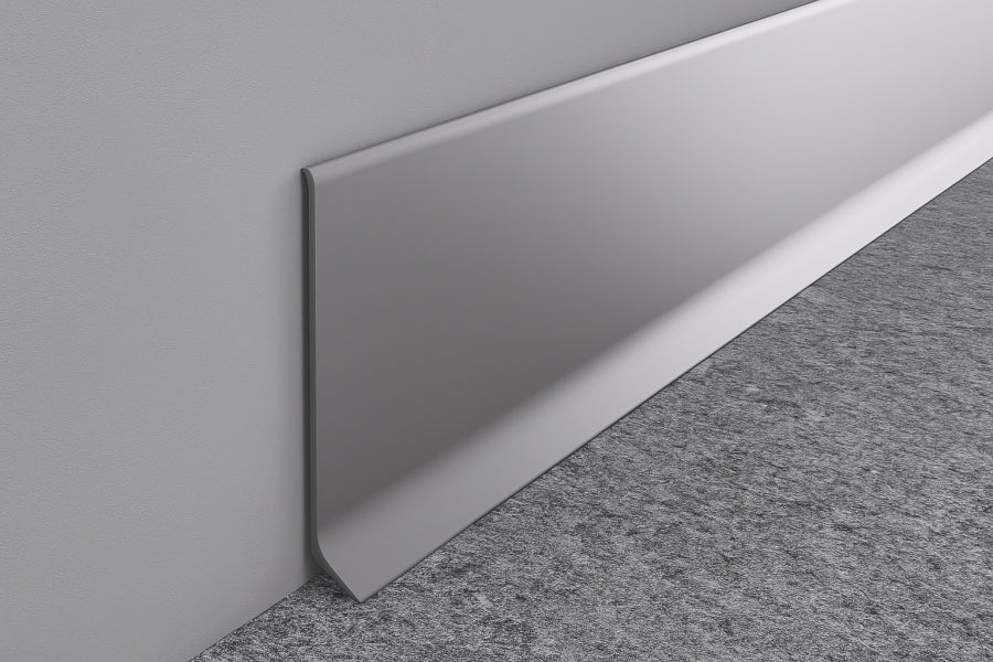 100mm Silver Anodised Aluminium Wall Base Trim – 2.5m Floor Edge Skirting Board