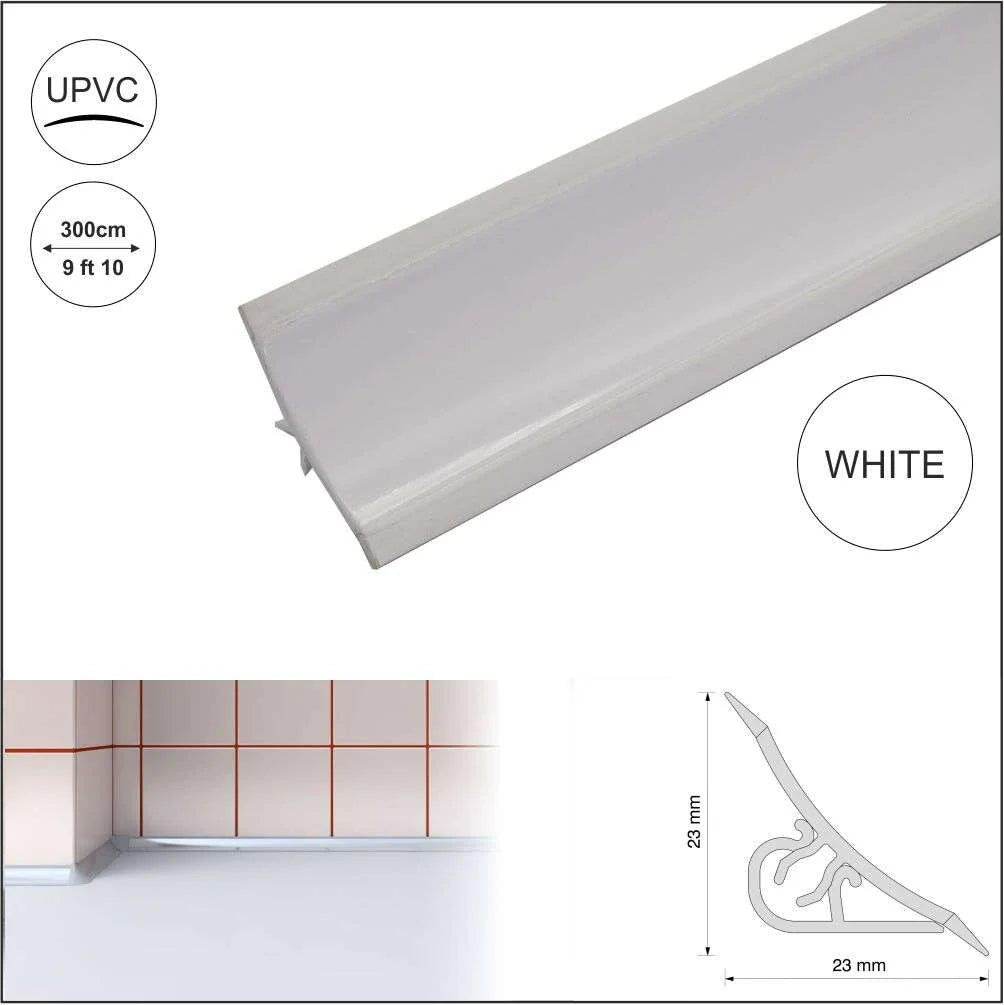3m PVC Kitchen Worktop Profile Strip & Splashback Edging Trim Seal