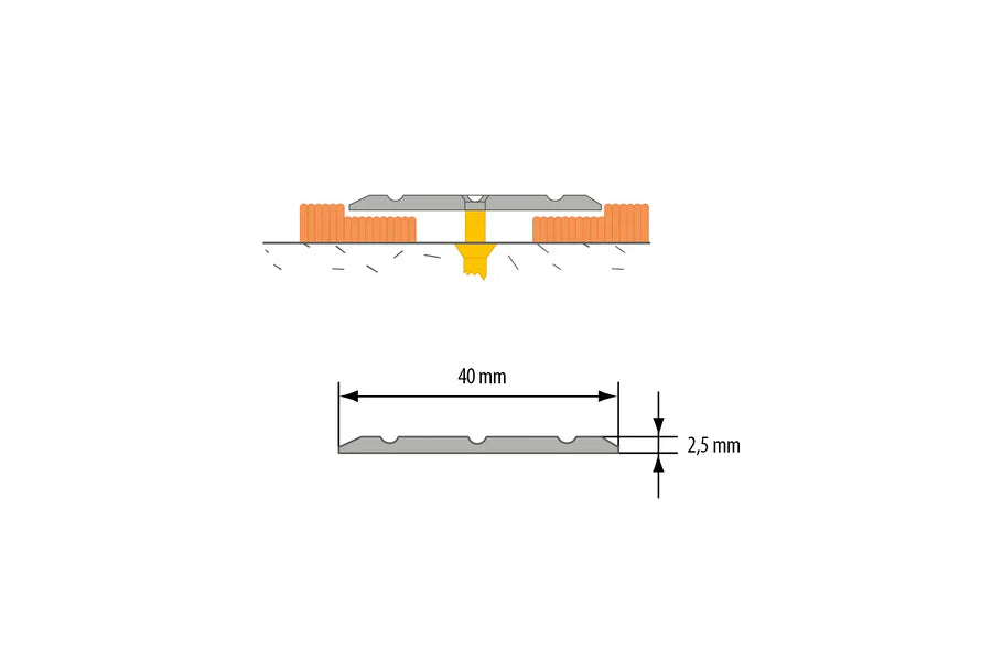 40mm Aluminium Floor Transition Trim – Anodised Flat Door Threshold Strip – 1m & 2m Lengths