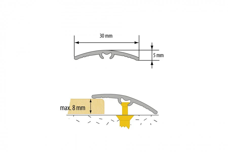30mm Self-Adhesive Wood Effect UPVC Floor Transition Trim – 900mm Door Threshold Profile