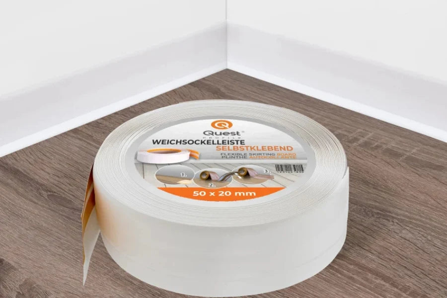 Soft PVC Self-Adhesive Skirting – 50 x 20mm Flexible Trim in 5m & 10m Lengths for Wall and Floor Edges