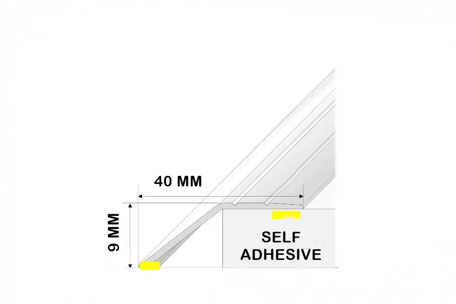 40mm Self-Adhesive Anodised Aluminium Door Threshold Bar – 900mm Length – Silver, Gold & Champagne Finish